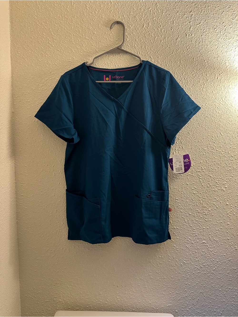Urbane Teal Crossover V-Neck Scrub Top